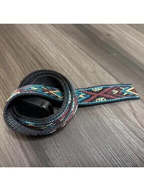 Western Fabric Woven Belt Travel Plastic Buckle Women's Size Medium